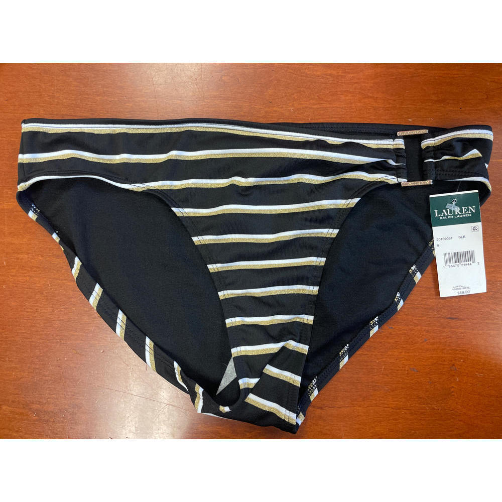MSRP $62 Ralph Lauren Dylan Stripe Ring Front Hipster Black Size 10 NWOT